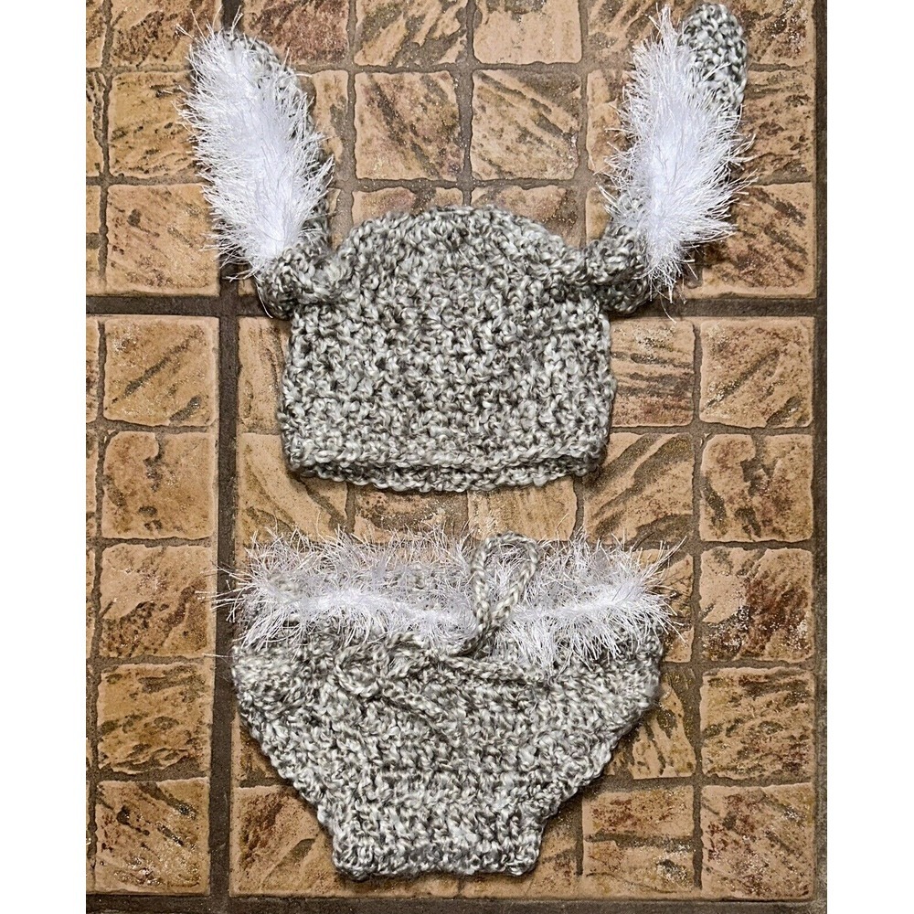 Photography Shoot Props Costume Newborn Baby 0-6 Months Handmade Crochet 2 Piece